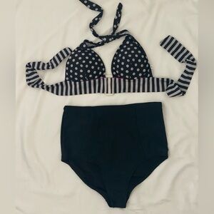 Polka and stripes black Swimwear Set